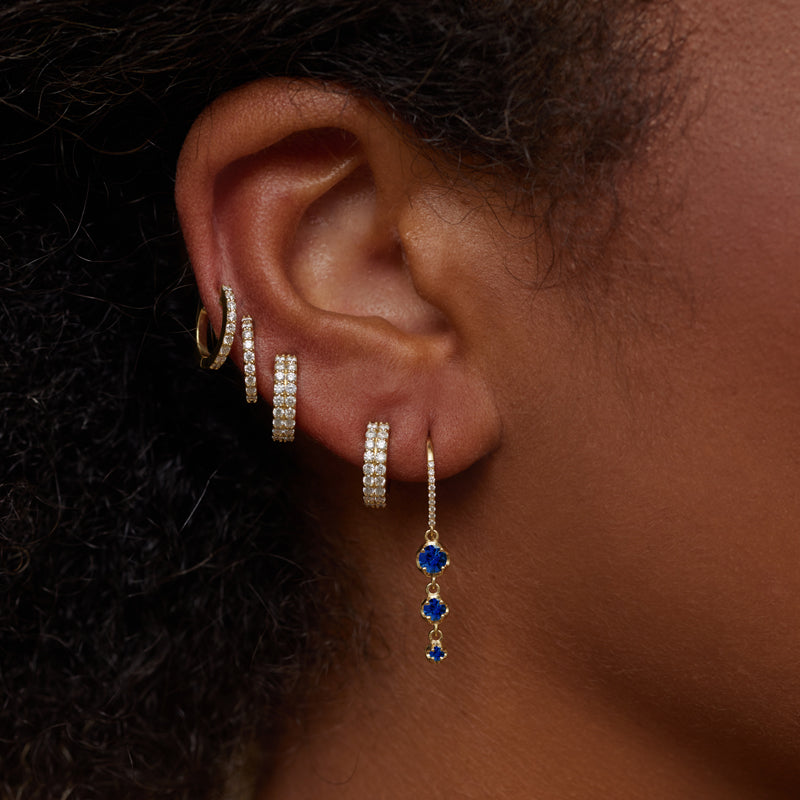 3 Graduated Illusion-Set Blue Sapphire Earrings