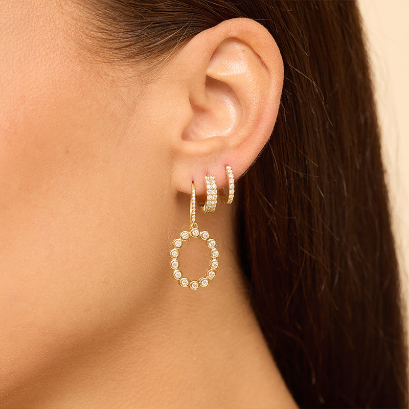 Diamond Bezel Open Oval Earrings