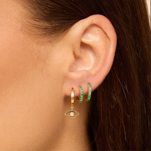 Small Huggies with Mini Open Evil Eye Drop