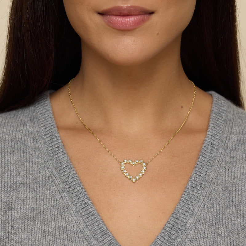 Basic Open Heart Set Large Illusion Set Diamond Open Heart Necklace for Women | Jennifer Meyer