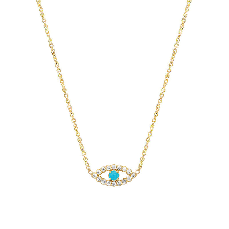 Mini Diamond Open Evil Eye with Turquoise Center