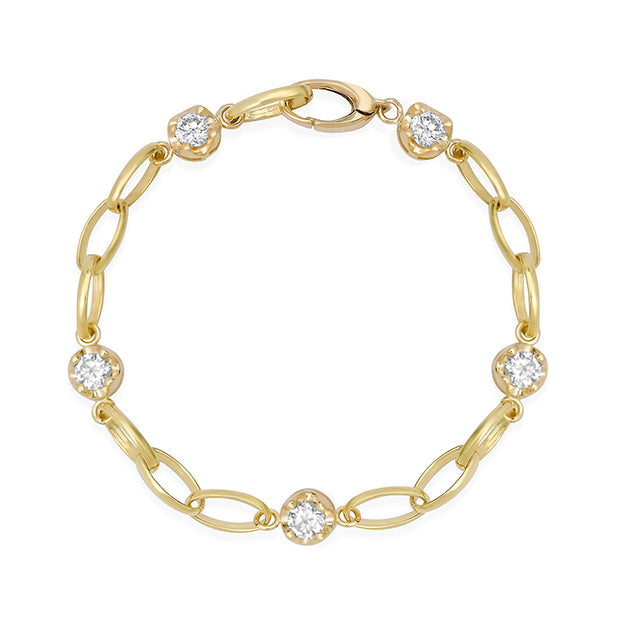 Medium Edith Link Bracelet with Large Illusion Set Diamond Accents
