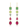 One-of-a-Kind Multicolor Tourmaline and Rubellite with Diamond Pave Earrings