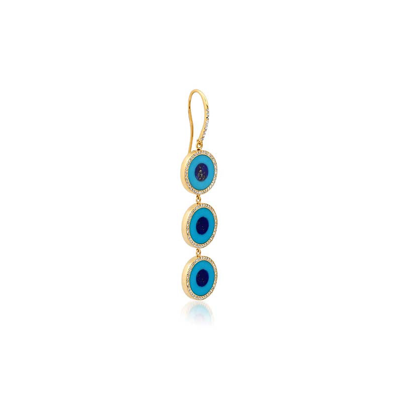 3 Mini Inlay Evil Eye Drop Earrings