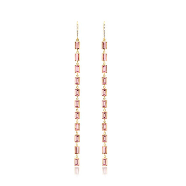 Pink Tourmaline Cascade Earrings