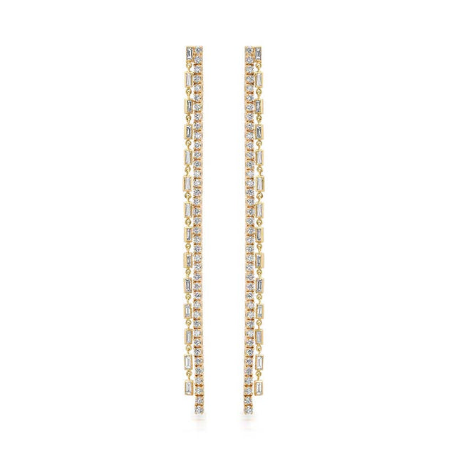 One-of-a-Kind Long 4 Prong & Baguette Cut Diamond Tennis Studs
