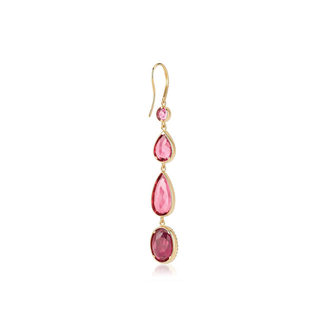 Pink Tourmaline and Rubellite Mosaic Drop Earrings