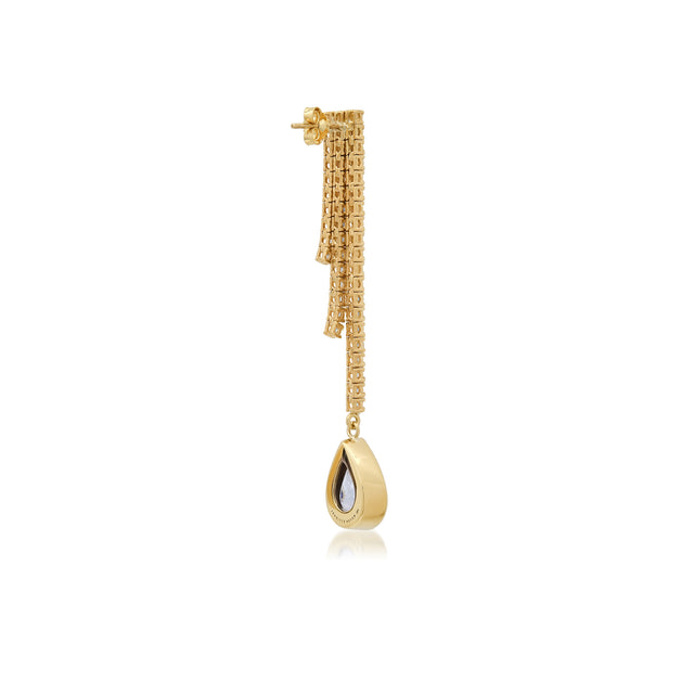Cascading 4-Prong Diamond Tennis Studs with Tanzanite Drops
