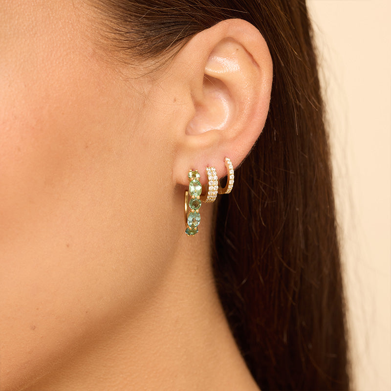 Oval Cut Green Tourmaline Hoops