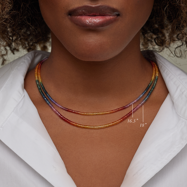18 Inch Rainbow Sapphire Beaded Necklace