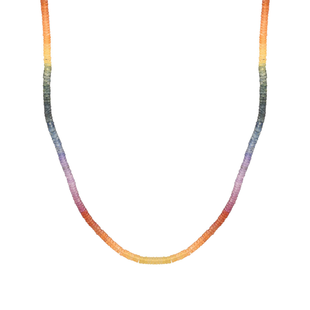 18 Inch Rainbow Sapphire Beaded Necklace