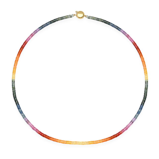 18 Inch Rainbow Sapphire Beaded Necklace