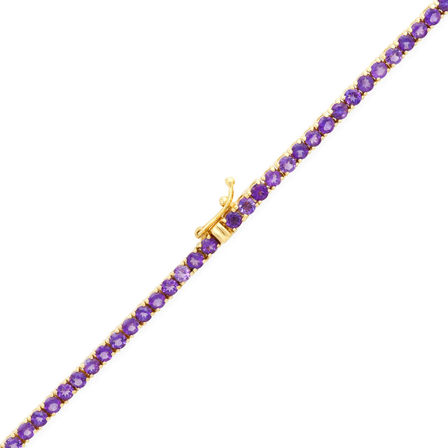 Large 4 Prong Amethyst Tennis Necklace with Five Amethyst Drops