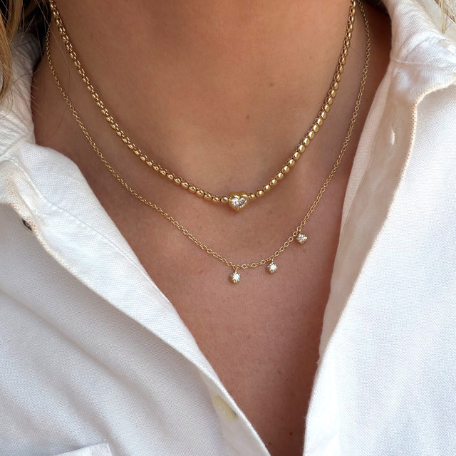 Bezel Tennis Necklace with Diamond Heart Accent