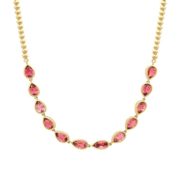 Bezel Tennis Necklace with Pear-Cut Tourmaline 