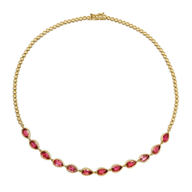 Bezel Tennis Necklace with Pear-Cut Tourmaline 