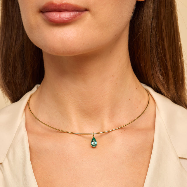 Collar Necklace with Emerald Pendant 