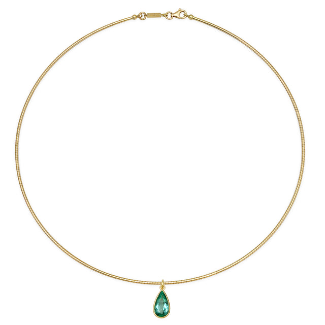 Collar Necklace with Emerald Pendant 