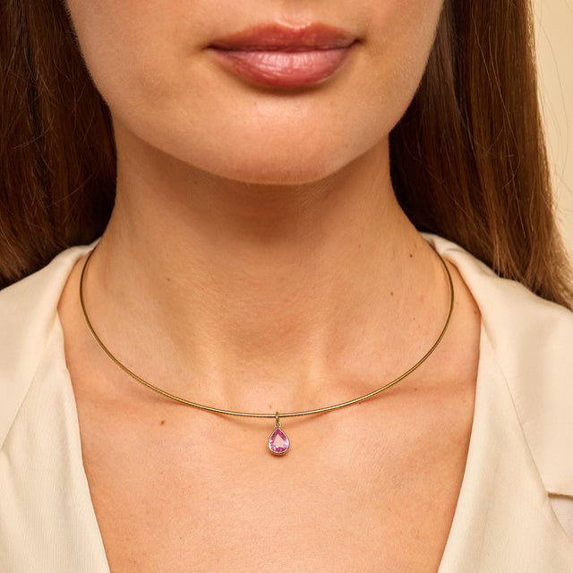 Collar Necklace with Pink Sapphire Pendant 