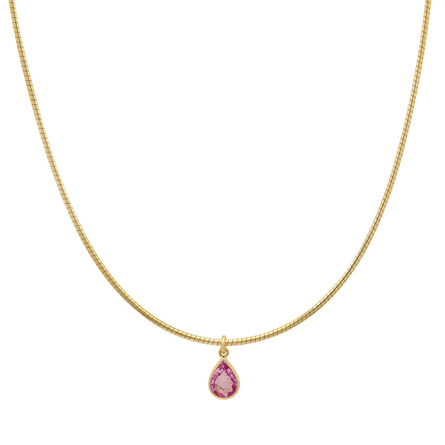 Collar Necklace with Pink Sapphire Pendant 