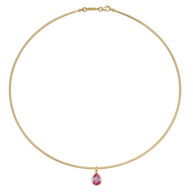 Collar Necklace with Pink Sapphire Pendant 