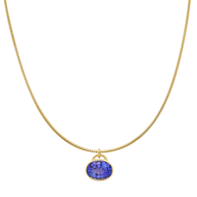 Collar Necklace with Oval Tanzanite Pendant 