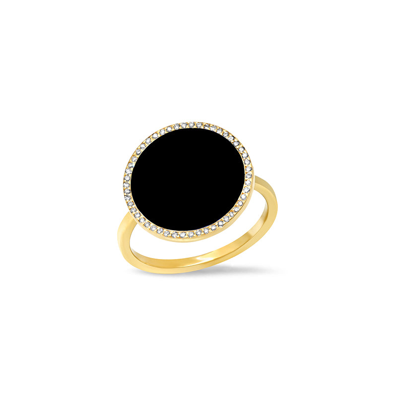 One of a Kind Onyx Inlay Circle Ring