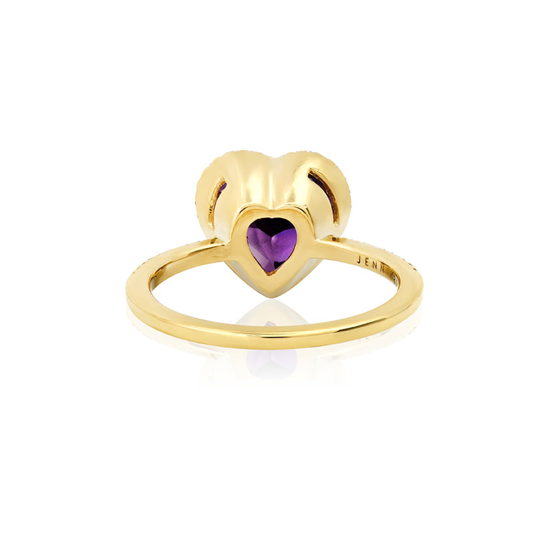 One-of-a-Kind Heart-Cut Amethyst and Diamond Pave Ring