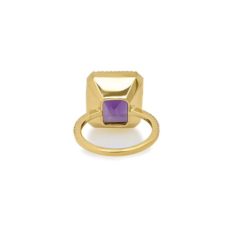 One-of-a-Kind Emerald-Cut Amethyst and Diamond Pave Ring