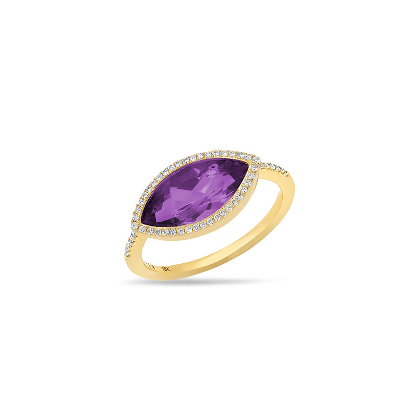 One-of-a-Kind Marquise-Cut Amethyst and Diamond Pave Ring