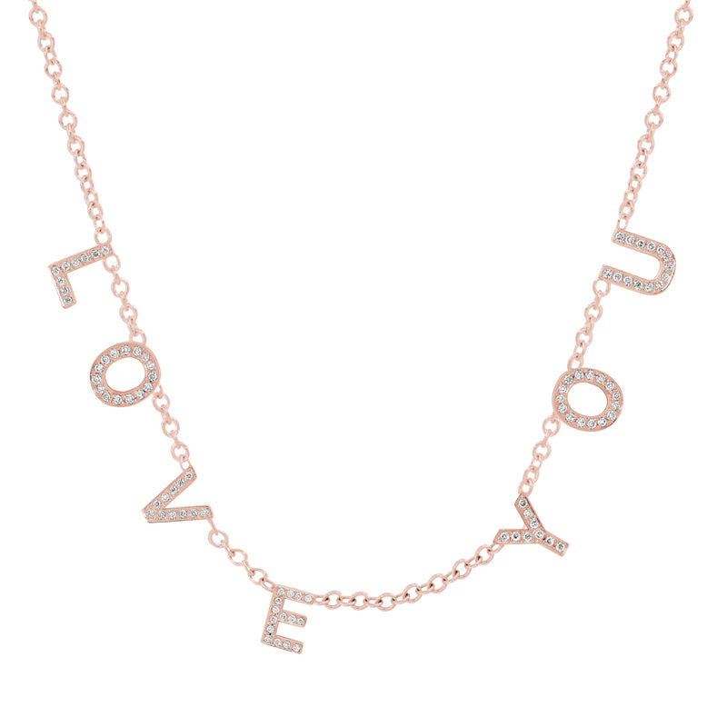 Rose Gold Custom 7 Diamond Mini Letter Necklace