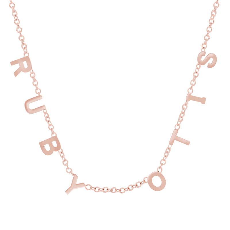 Rose Gold Custom 8 Mini Letter Necklace