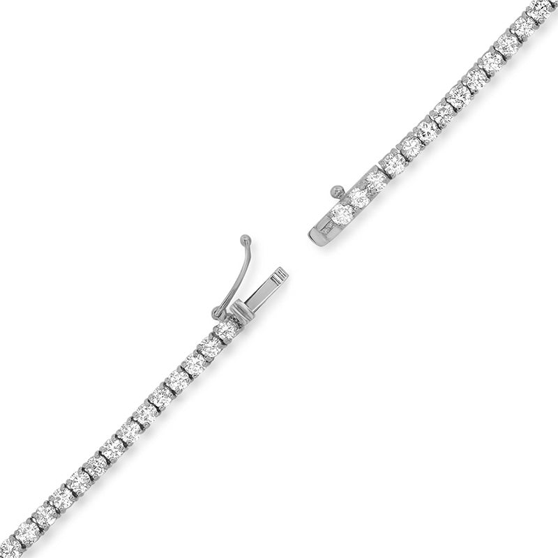 White Gold Large 4-Prong Diamond Tennis Necklace