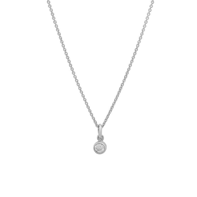 White Gold Large Diamond Single Bezel Necklace