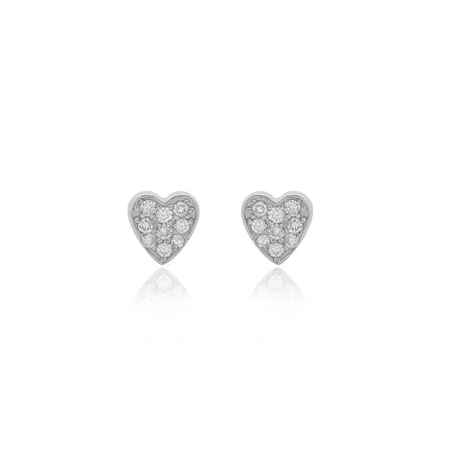 White Gold Diamond Heart Studs
