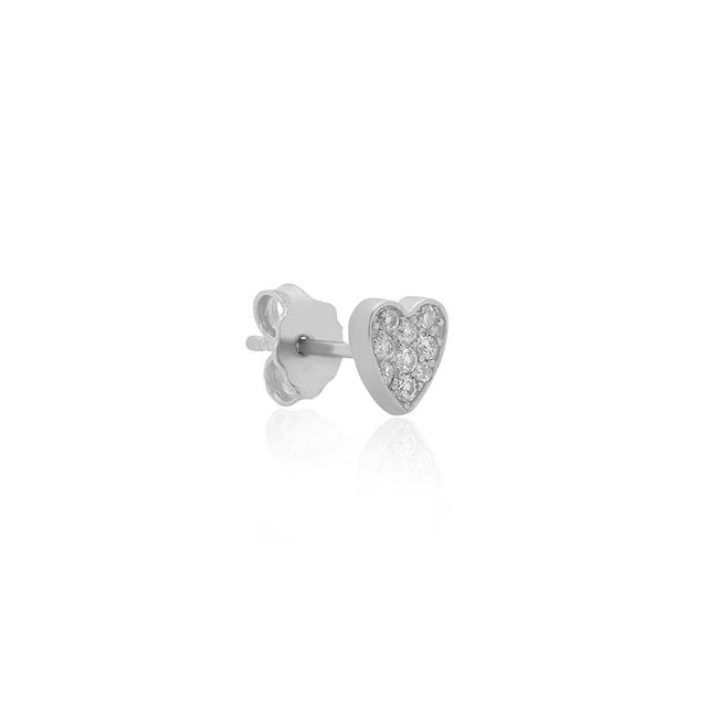 White Gold Diamond Heart Studs