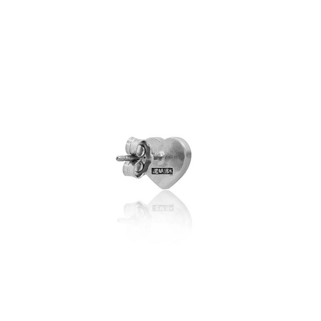 White Gold Onyx Inlay Heart Studs with Diamonds