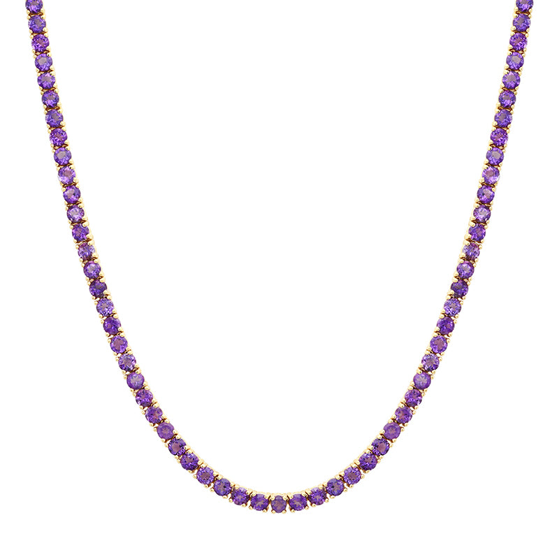 Large 4-Prong Amethyst Tennis Necklace