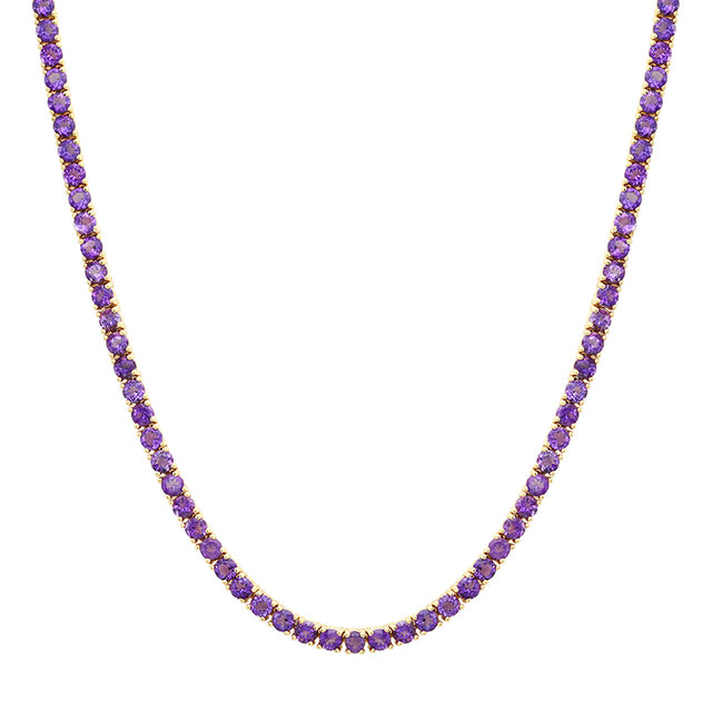 Large 4-Prong Amethyst Tennis Necklace