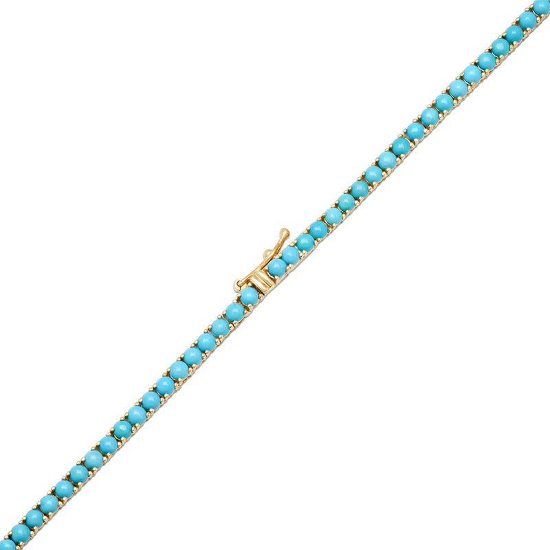 18" Large 4-Prong Turquoise Tennis Necklace