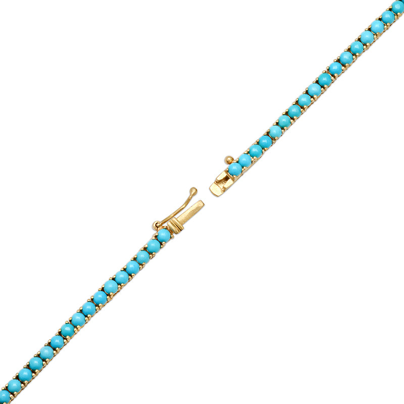 18" Large 4-Prong Turquoise Tennis Necklace