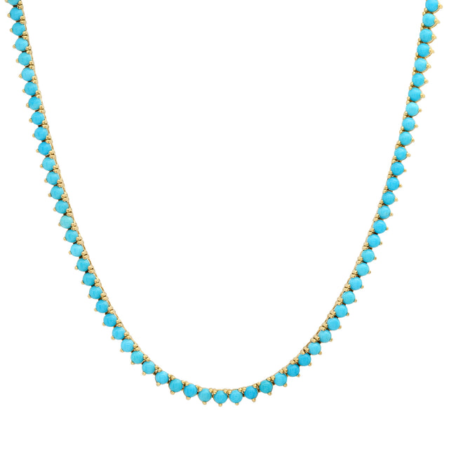 18 Inch 3-Prong Turquoise Tennis Necklace