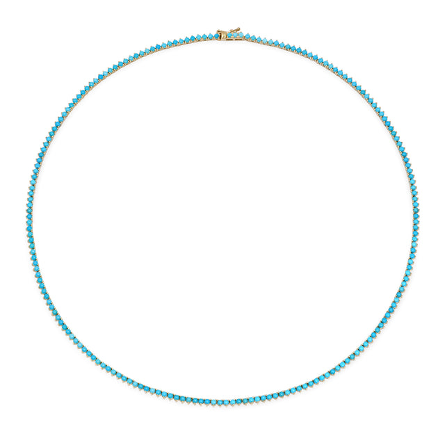 18 Inch 3-Prong Turquoise Tennis Necklace