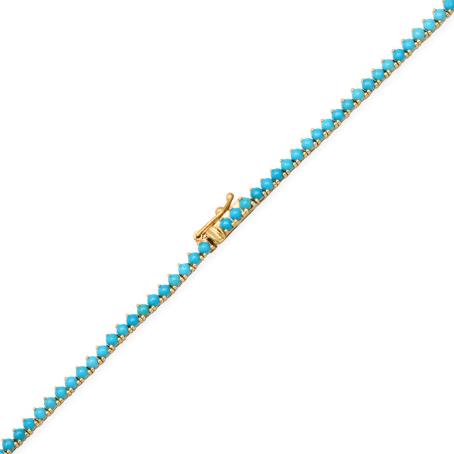 18 Inch 3-Prong Turquoise Tennis Necklace