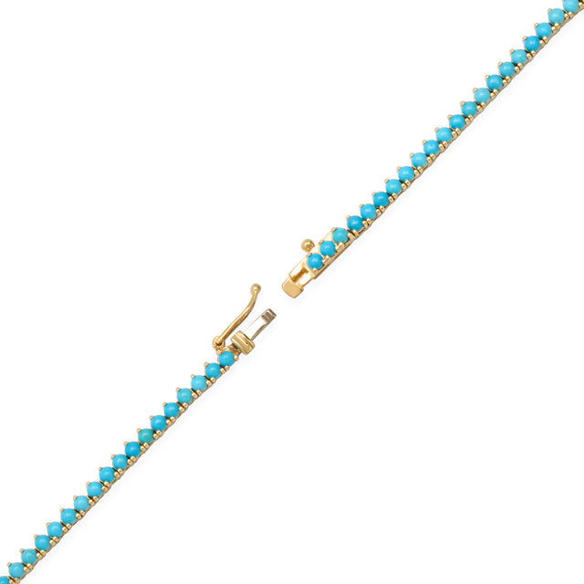 18 Inch 3-Prong Turquoise Tennis Necklace