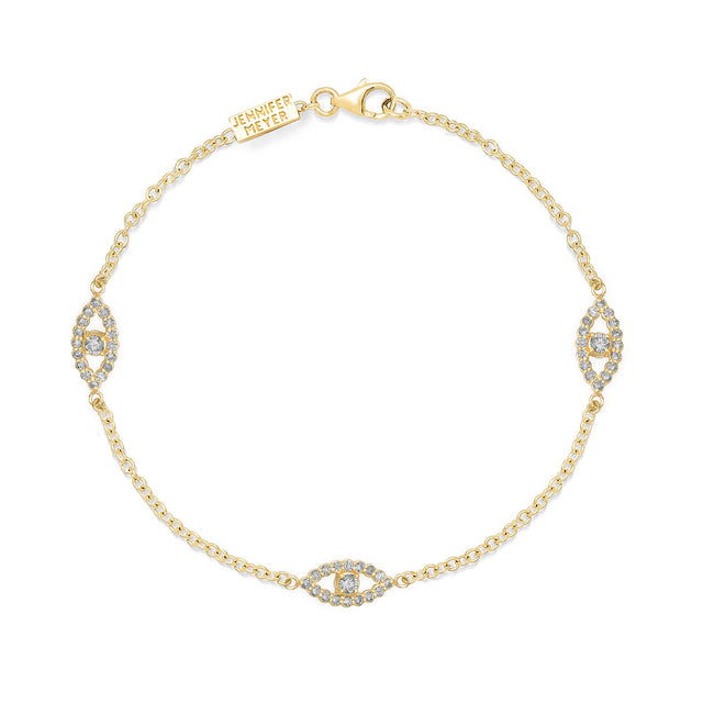3 Mini Diamond Open Evil Eye Bracelet