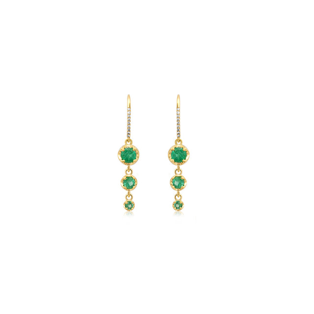 3 Graduated Illusion Set Emerald Earrings
