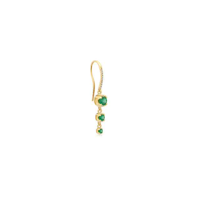 3 Graduated Illusion Set Emerald Earrings
