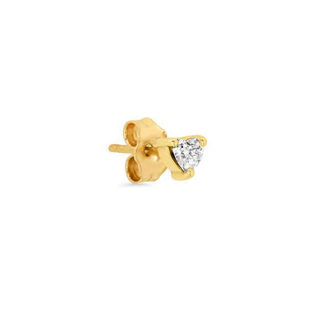 Single Heart-Cut Diamond Stud
