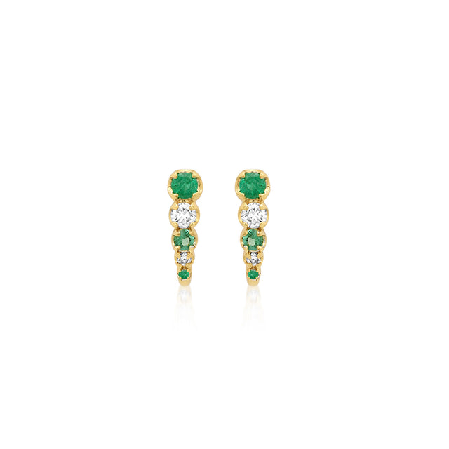 Mini Graduated Illusion Set Emerald and Diamond Edith Studs